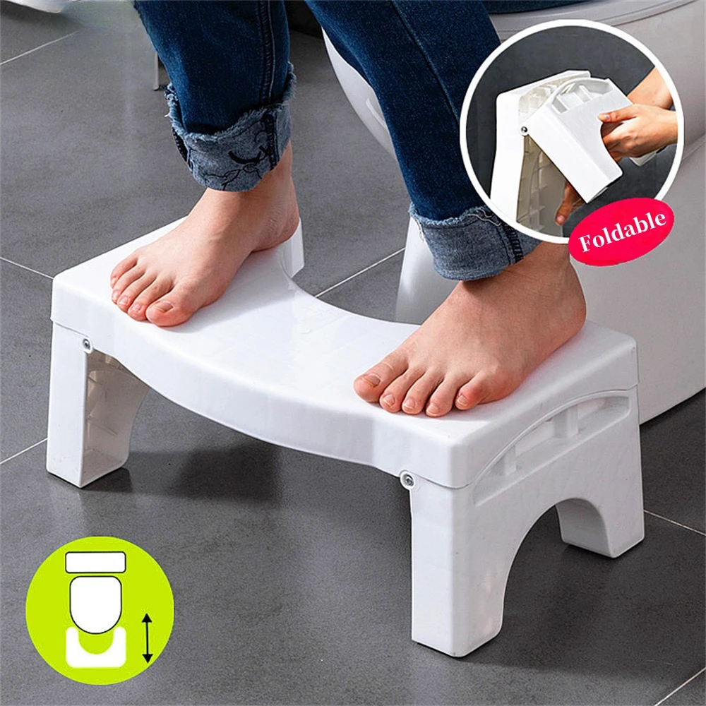 Folding Toilet Stool Bathroom Squat Potty Chair Bench Universal Massage Roller Circular Arc Shape Foot Seat Home Furniture