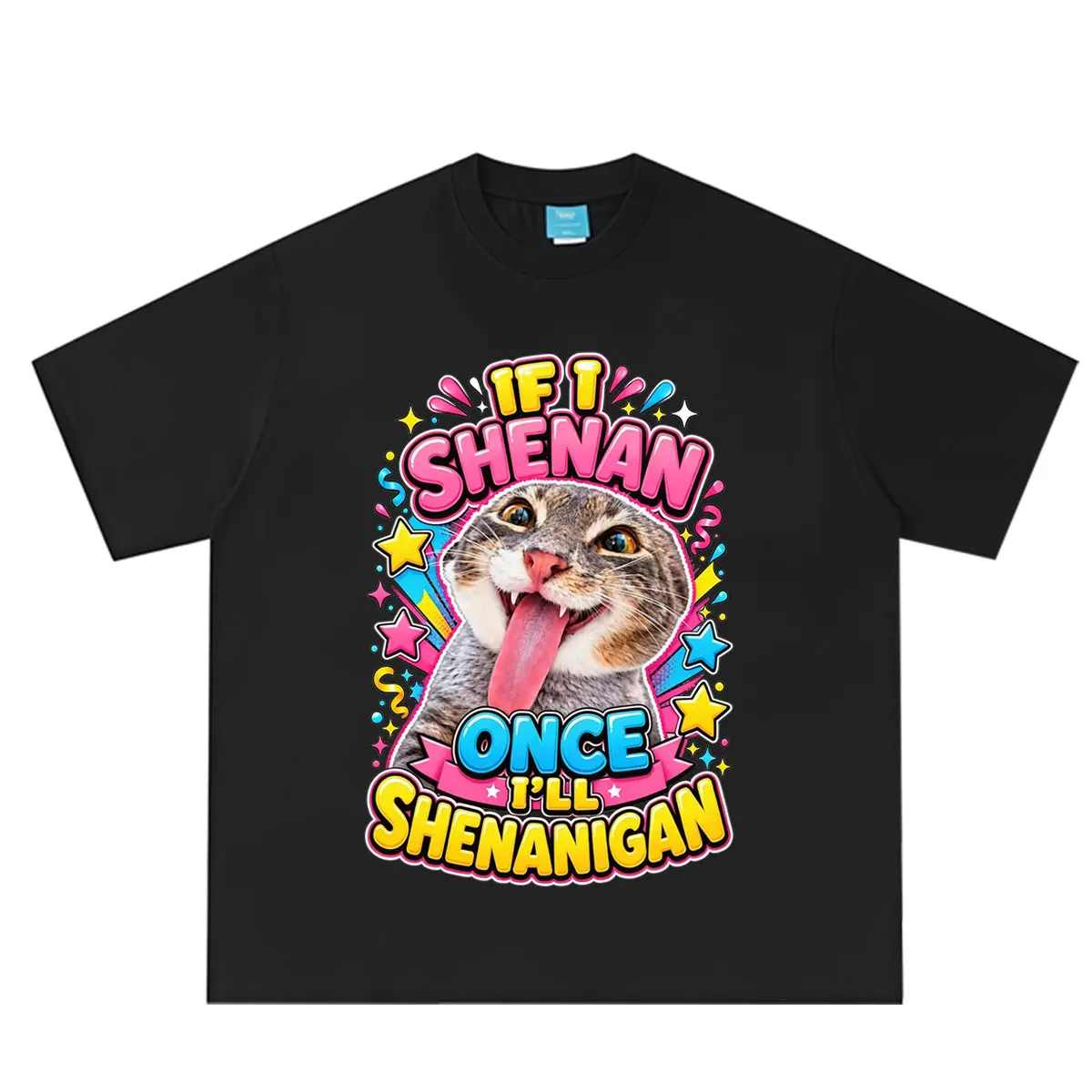 If I Shenan Once I'll Shenanigan Funny Cat Meme T-shirt Men Women Aesthetic Trend T-shirt Short-sleeved Casual Cotton T-shirts
