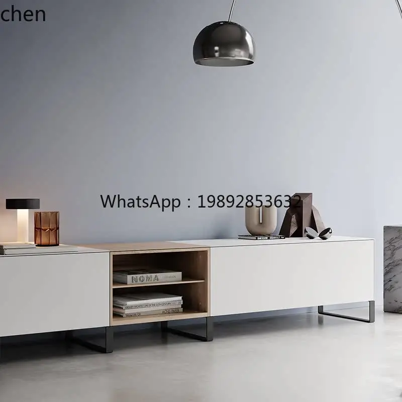 

TV Cabinet Modern Simple Light Luxury Piano Paint Solid Wood High Tall Home Environmental Protection TV Cabinet Living Room