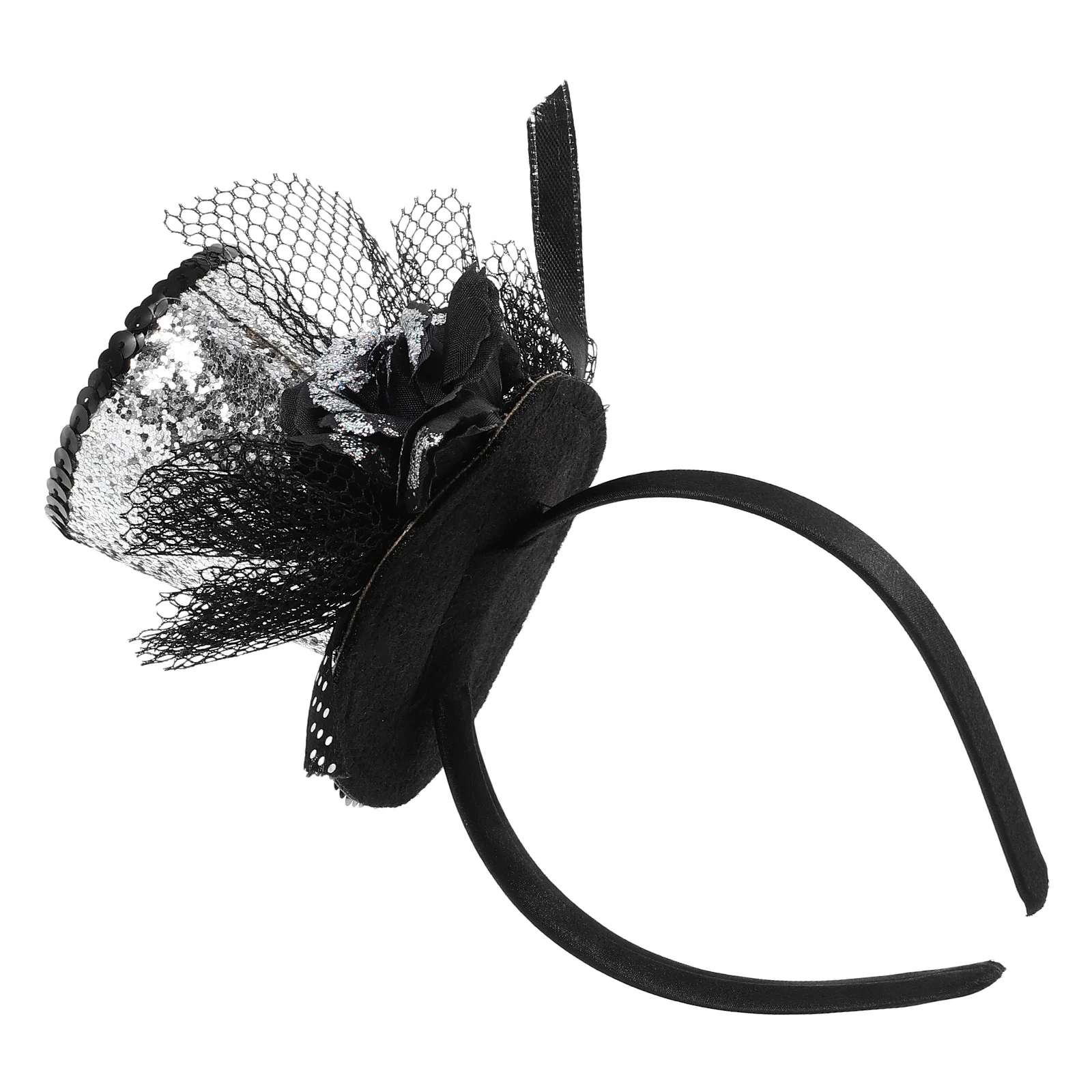 

Top Hat Headband Mini Sequins Tea Party Headpiece Sparkling Glitter Accessories New Year Holiday Props Photography