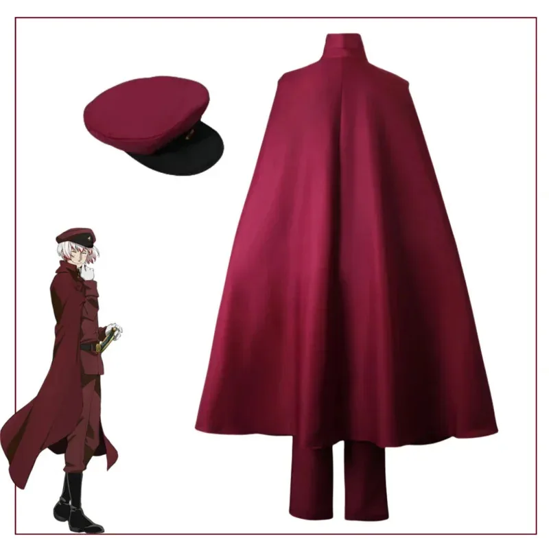 

asdh8@Bear's Den Anime Bungo St Dogs Season 4 Tetchou Suehiro Saigiku Jono Cosplay Costume Red Uniform Cloak Suit New 2025COSda@