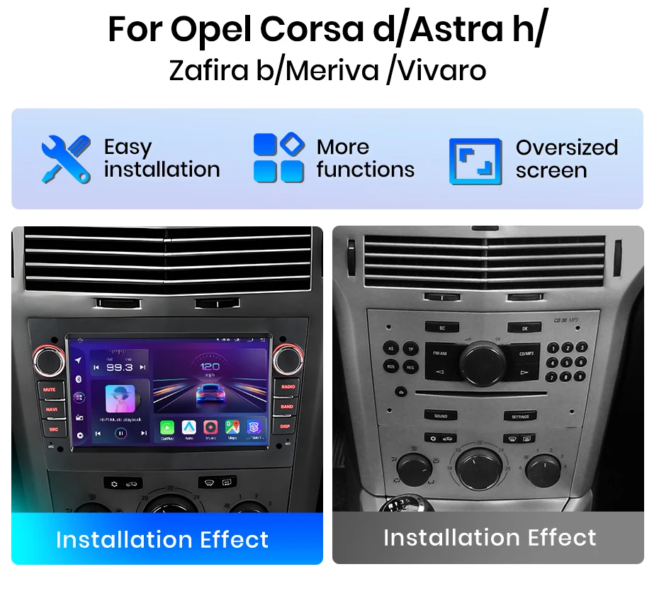 Junsun 7'' Kabelloses CarPlay für Apple Android Auto Autoradio für Opel Astra Vectra Vauxhall Antara Zafira Corsa Vivaro Meriva Combo Tigra 2DIN Multimedia-Stereoanlage mit Kühlventilator GPS SWC Bluetooth FM RDS DSP IPS DAB+ Bildschirm Intelligente Fahrzeugsysteme 4G WiFi 8-Kern – Detail 4