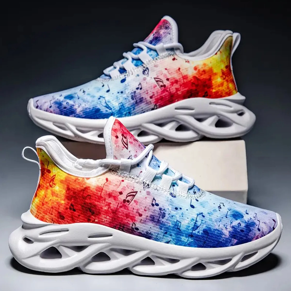 Zapatos deportivos informales con salpicaduras de pintura personalizados para hombres y mujeres, zapatos para correr, zapatos de malla ligeros