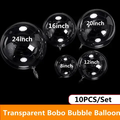 10pcs 투명 보보 풍선 10/18/20/24inch 생일 축하 보보 버블 풍선 웨딩 생일 파티 장식 Clear Globo