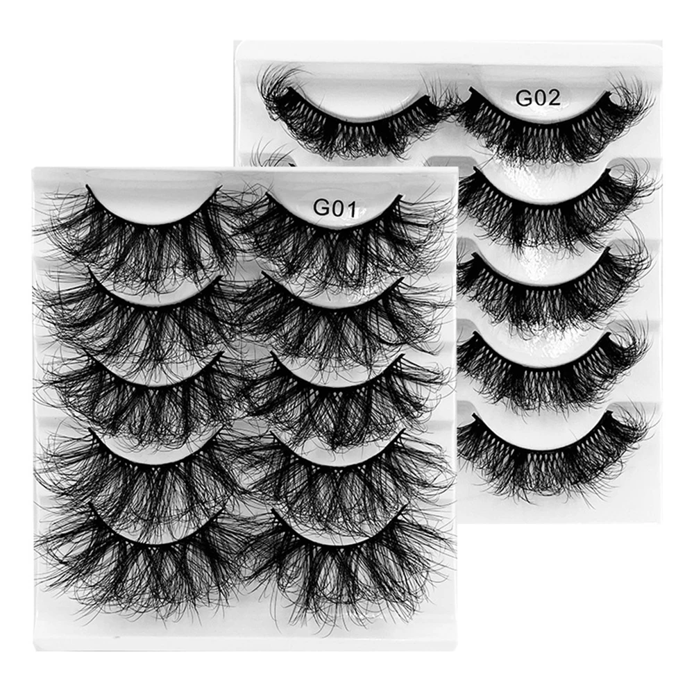 15-26mm lashes 5 pairs 8D Mink Lashes Dramatic Fake Lashes Soft Wispy Natural Thick False Eyelashes Reusable Eyelashs Mkeup Tool