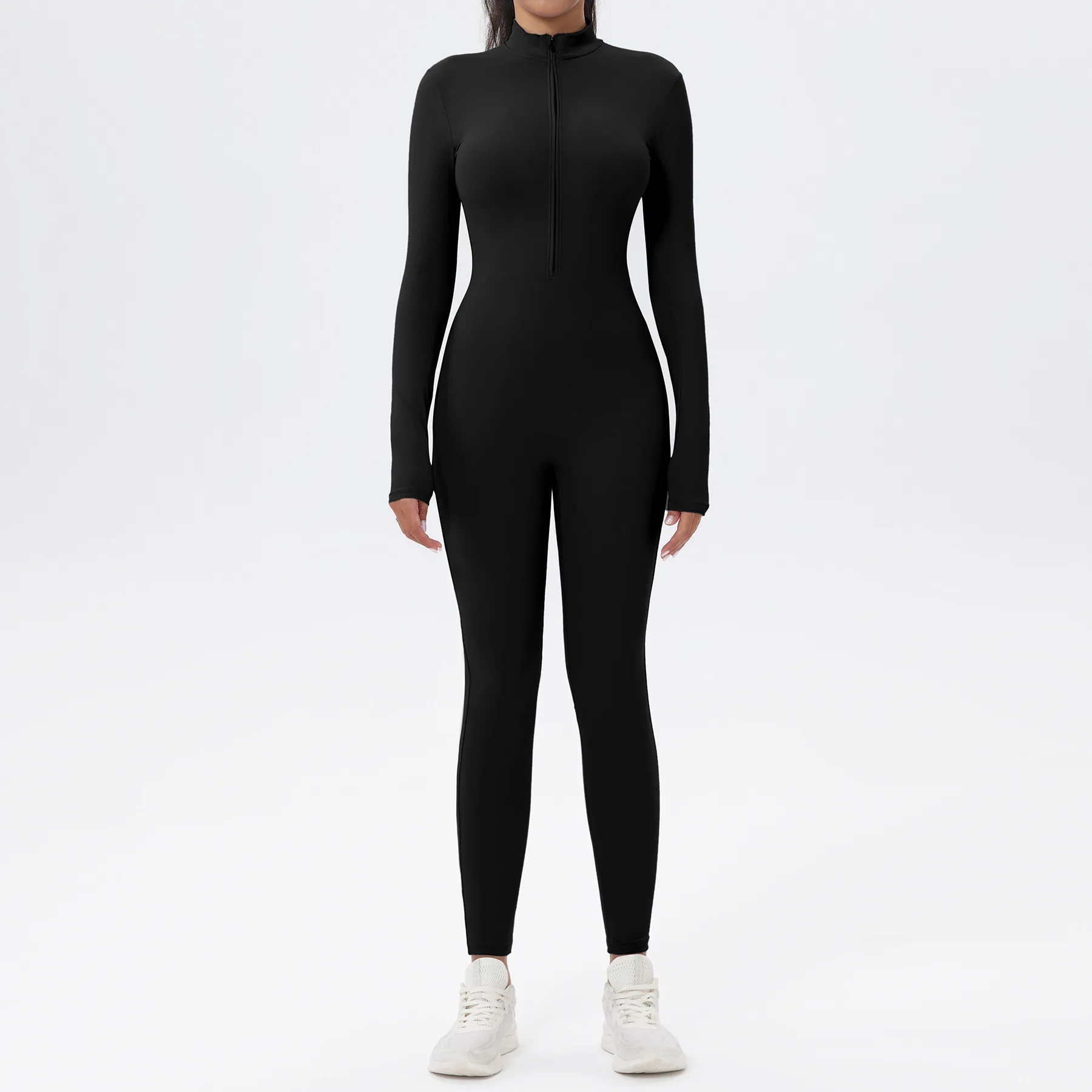 

Европейский и американский популярный комбинезон с длинными рукавами на молнии, облегающий, с эффектом подтяжки бедер, спортивная одежда для йоги.