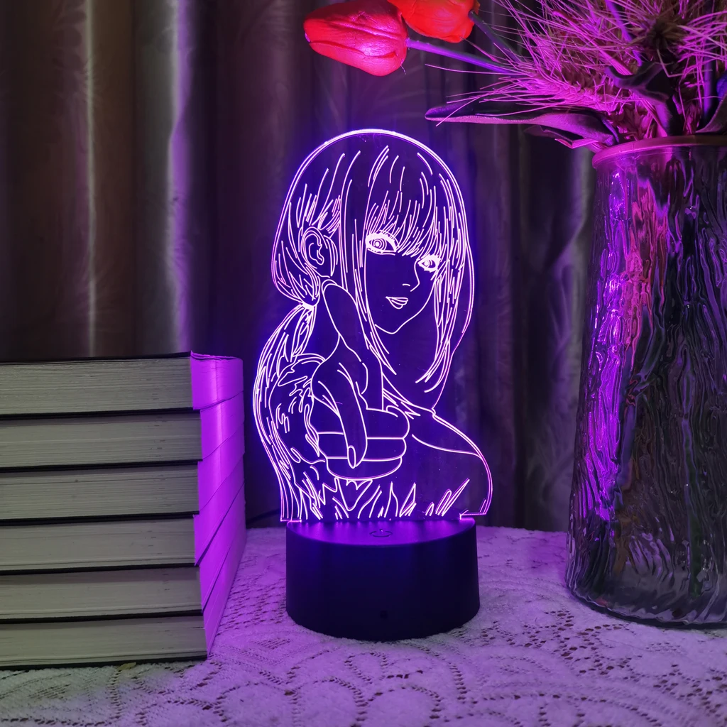 Anime Figure 3D Led Lamp Pochita Denji Makima For Kid Bedroom Mange Night Light Room Decor Birthday Gift