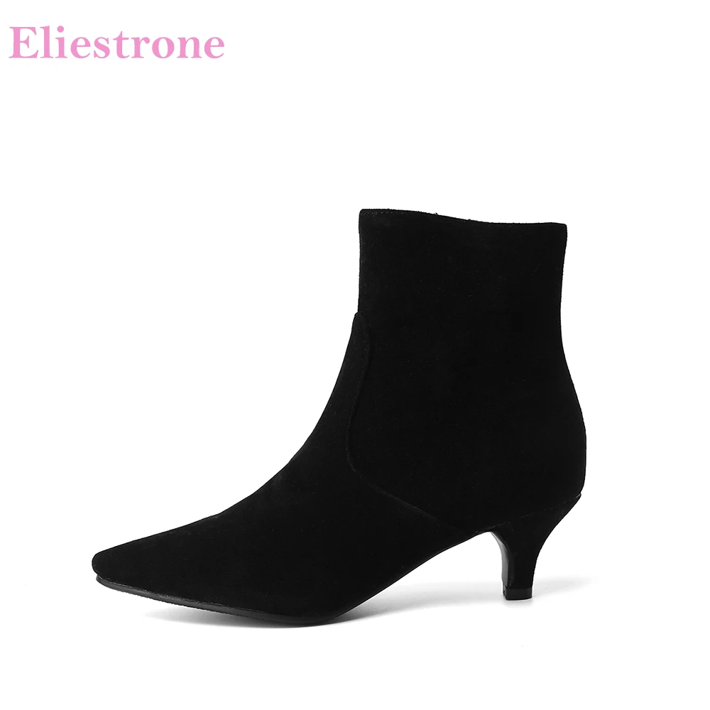 Autumn New Comfortable Black Apricot Women Ankle Nude Boots High Heels Lady Formal Shoes Plus Big Small Size 10 30 43 45 48