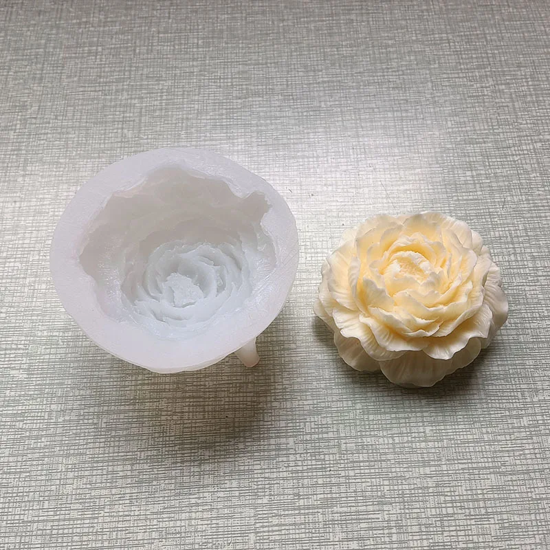 3D Peony Candle Silicone Mould Flower Soap Resin Plaster Mold Ice Chocolate Baking Tool Gypsum Handmade Home Decoration Gift