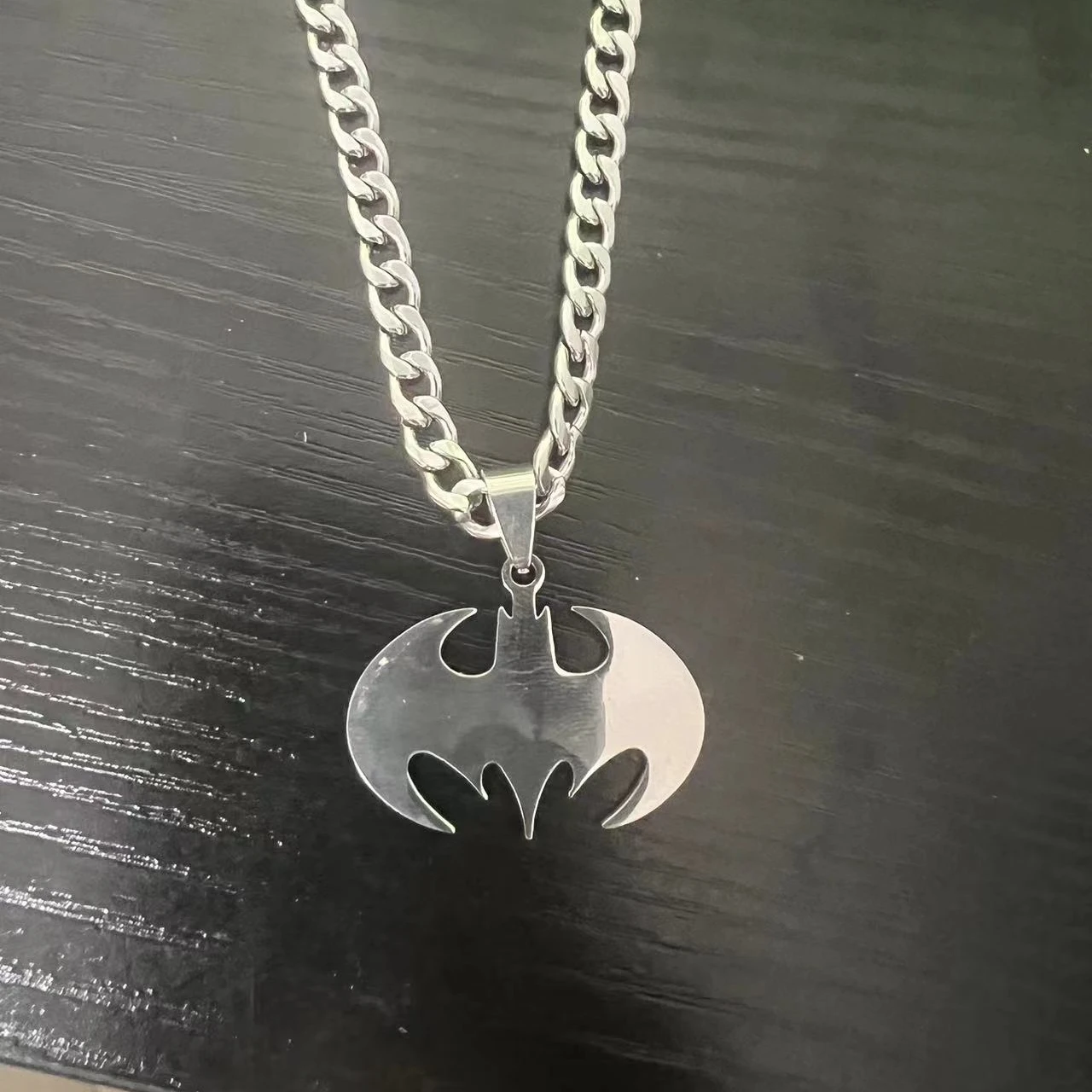 HNSP Bat Flash Stainless Steel Pendant Chain Necklace For Men Jewelry Boy Anime Accessories Gift