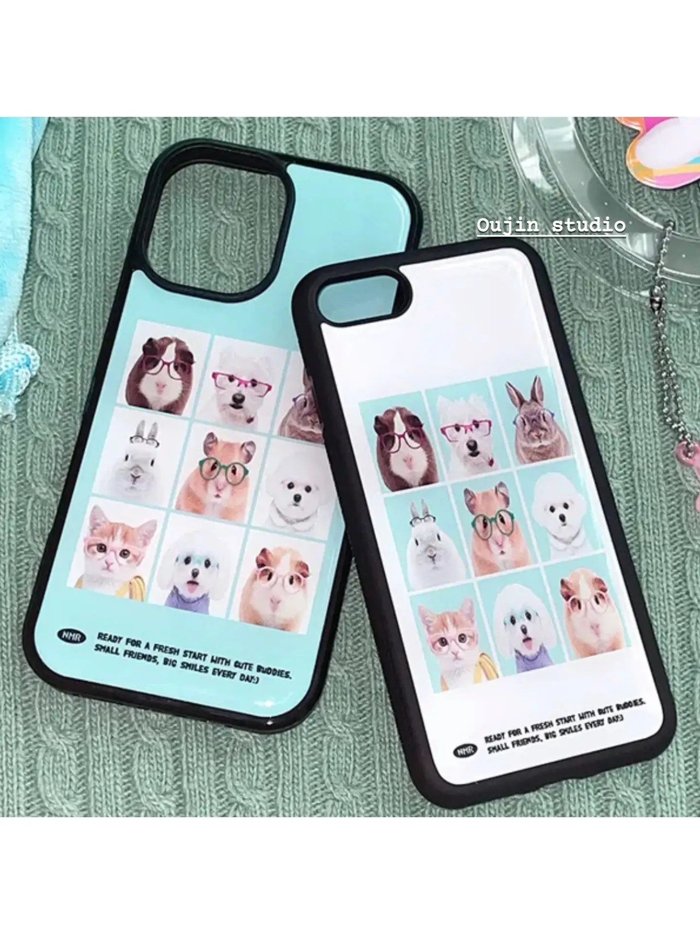 Coque de téléphone antichoc créative et originale à imprimé animal style coréen pour iPhone 17 16 15 14 Plus 13 12 11 Pro Max