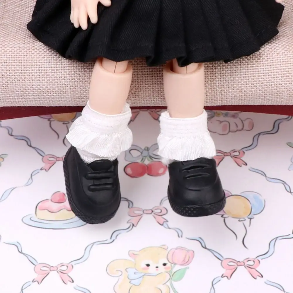 Kids Gift Toy Mini Ob11 Doll Shoes Solid Color Black and white Leisure Shoes Doll Accessories for BJD, P9, YMY