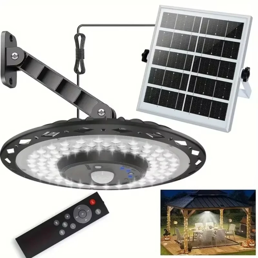 Motion Sensor Solar Pendant Light, Solar Powered Hanging Lamp Indoor Outdoor, Rechargeable Solar Ceiling Light for Shed, Gazebo
