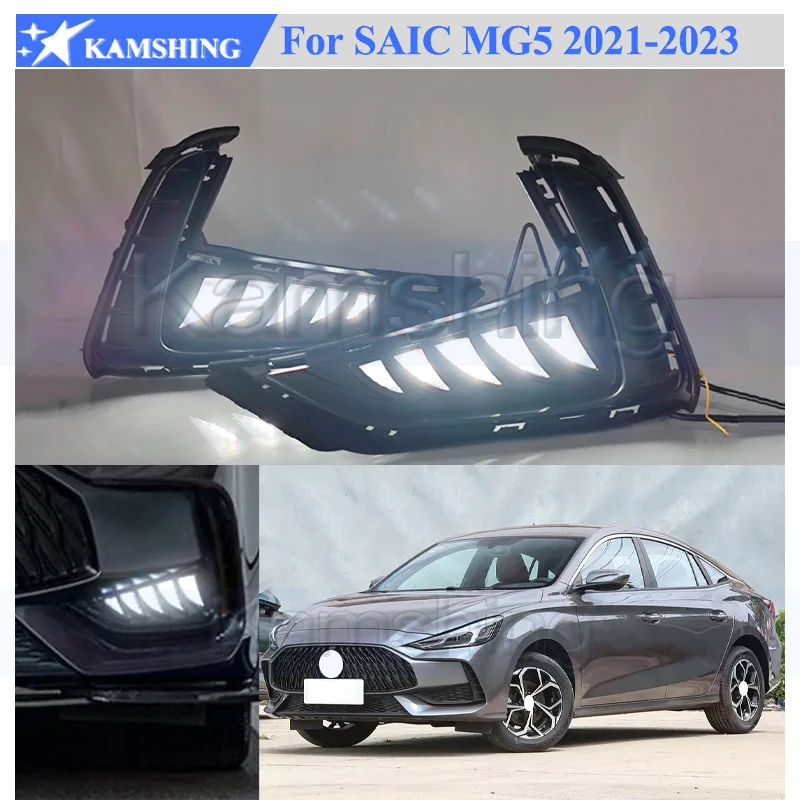 Kamshing 1 Set Modify LED Daytime Running Light DRL For SAIC MG 5 MG5 2021-2023 Front Foglight Foglamp Front Driving Light