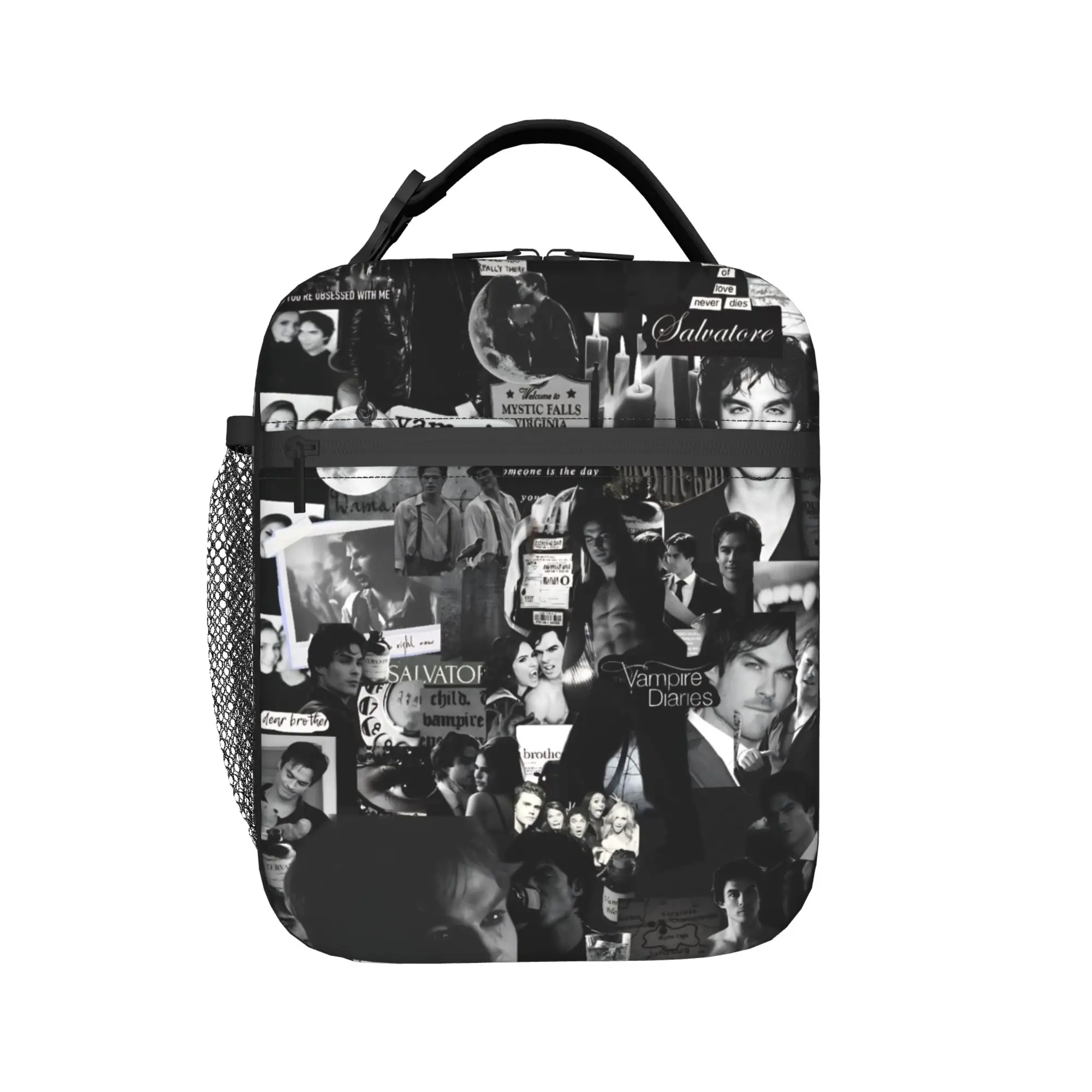 The Vampire Diaries Resuable Movie Lunch Bag Damon Salvatore Office Lunch Box For Child Tote Food Bags Oxford Zipper Cooler Bag