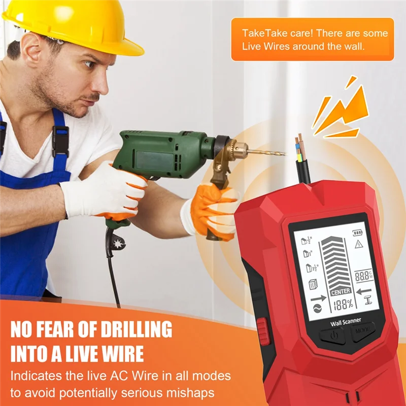 【AJOUT À CART】 Détecteur de métaux mural 6 en 1, détecteur de goujons muraux, tension de goujons en bois, détection de fil sous tension, Scanner mural, Locat de boîte électrique