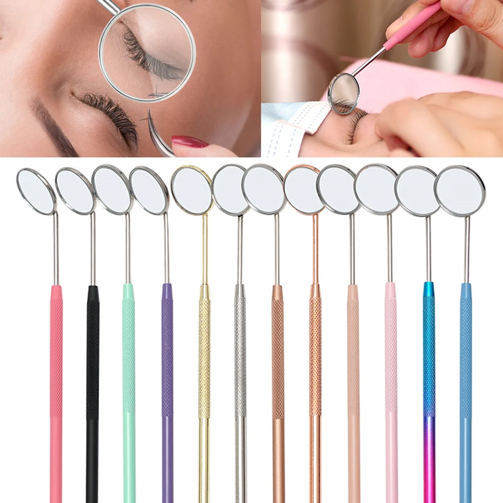 1pcs Multifunction Eyelash Mirror Magnifying Long Handle Round Makeup Mirror For Checking False Eyelash Beauty Salon Supplies