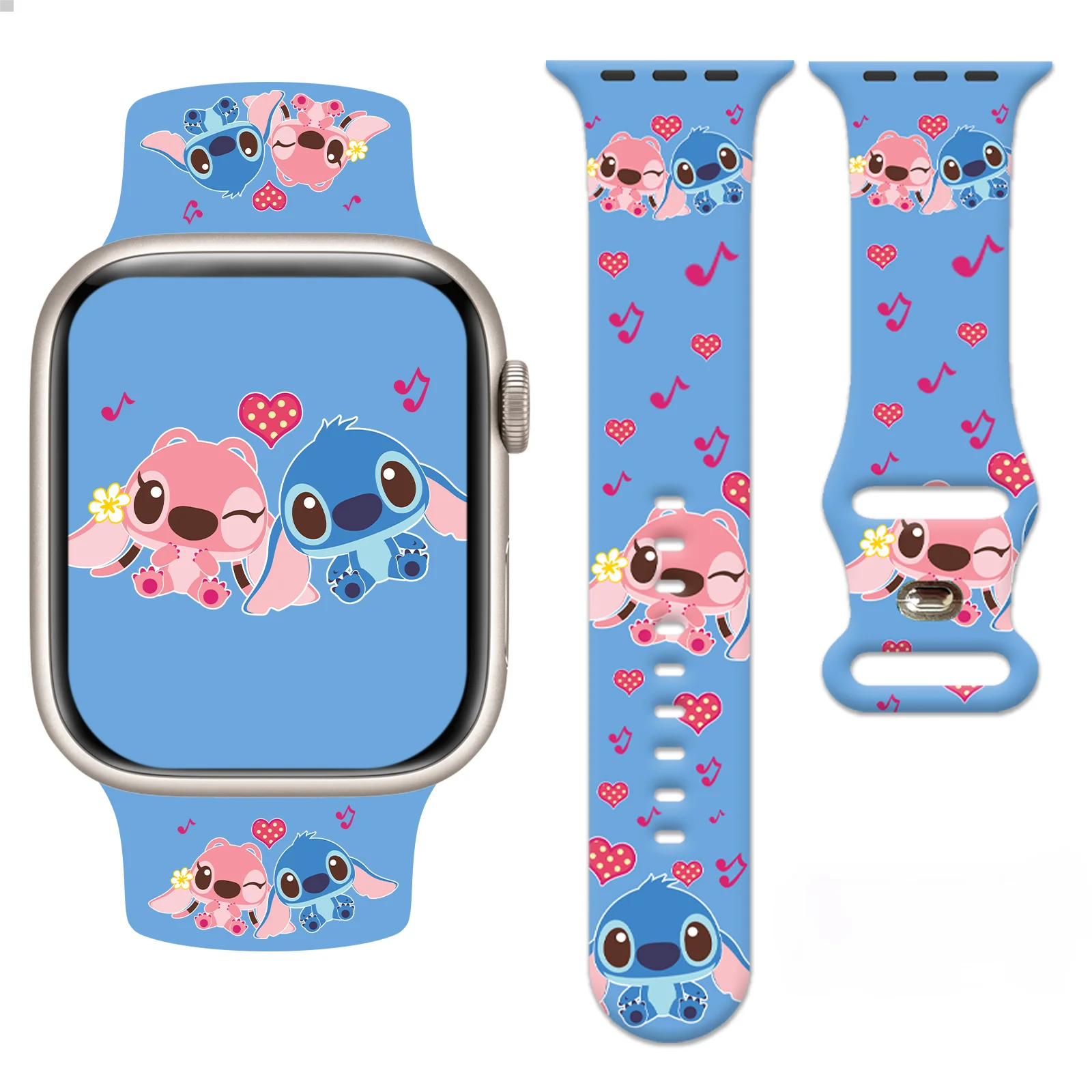 

Disney Doodle Stitch Strap for Apple Watch 10 9 8 7 Silicone Band Replaceable Bracelet for iWatch 45mm 44mm 42mm 41mm Watchband