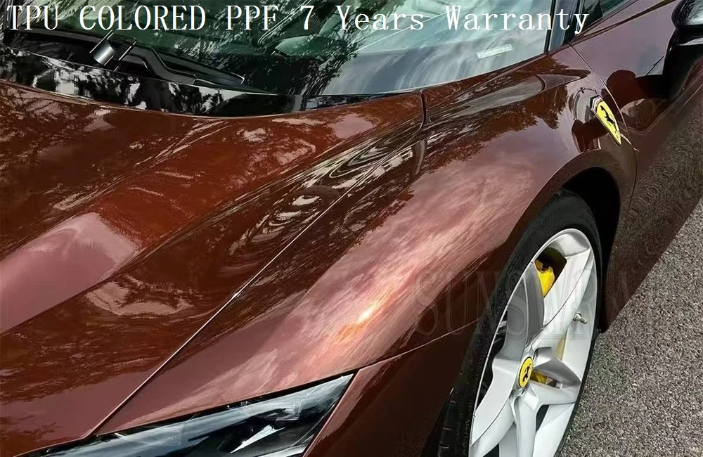 

Цветная защитная пленка для автомобиля из жидкого металла PPF, кофе, ТПУ, самовосстанавливающееся гидрофобное покрытие, 5x52 фута/рулон