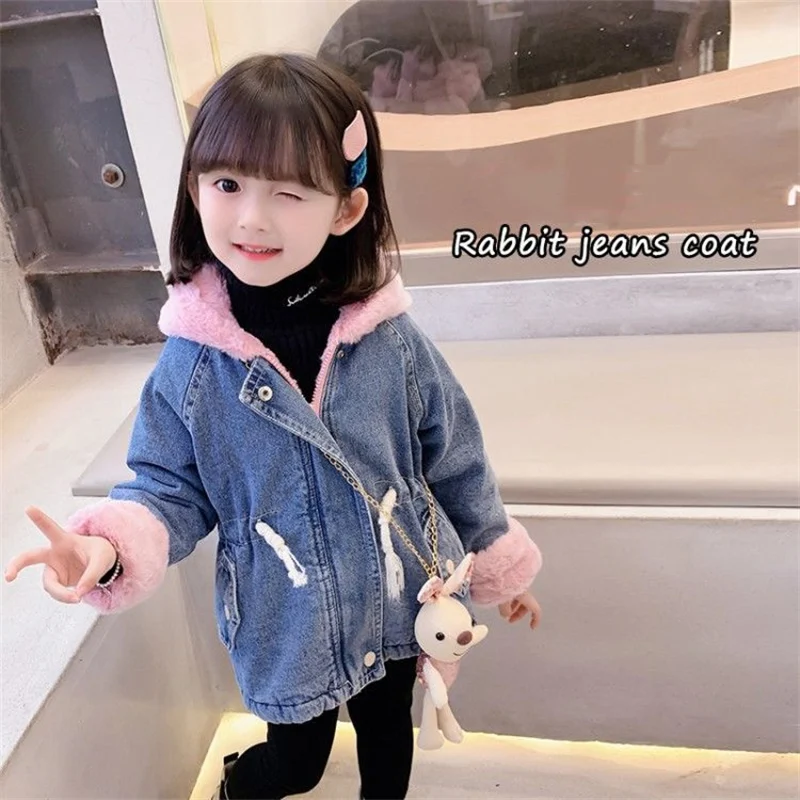 Girls Coat Jacket Cotton Outwear Windproof 2022 Beauty Warm Thicken Velvet Winter Children\'s Clothing