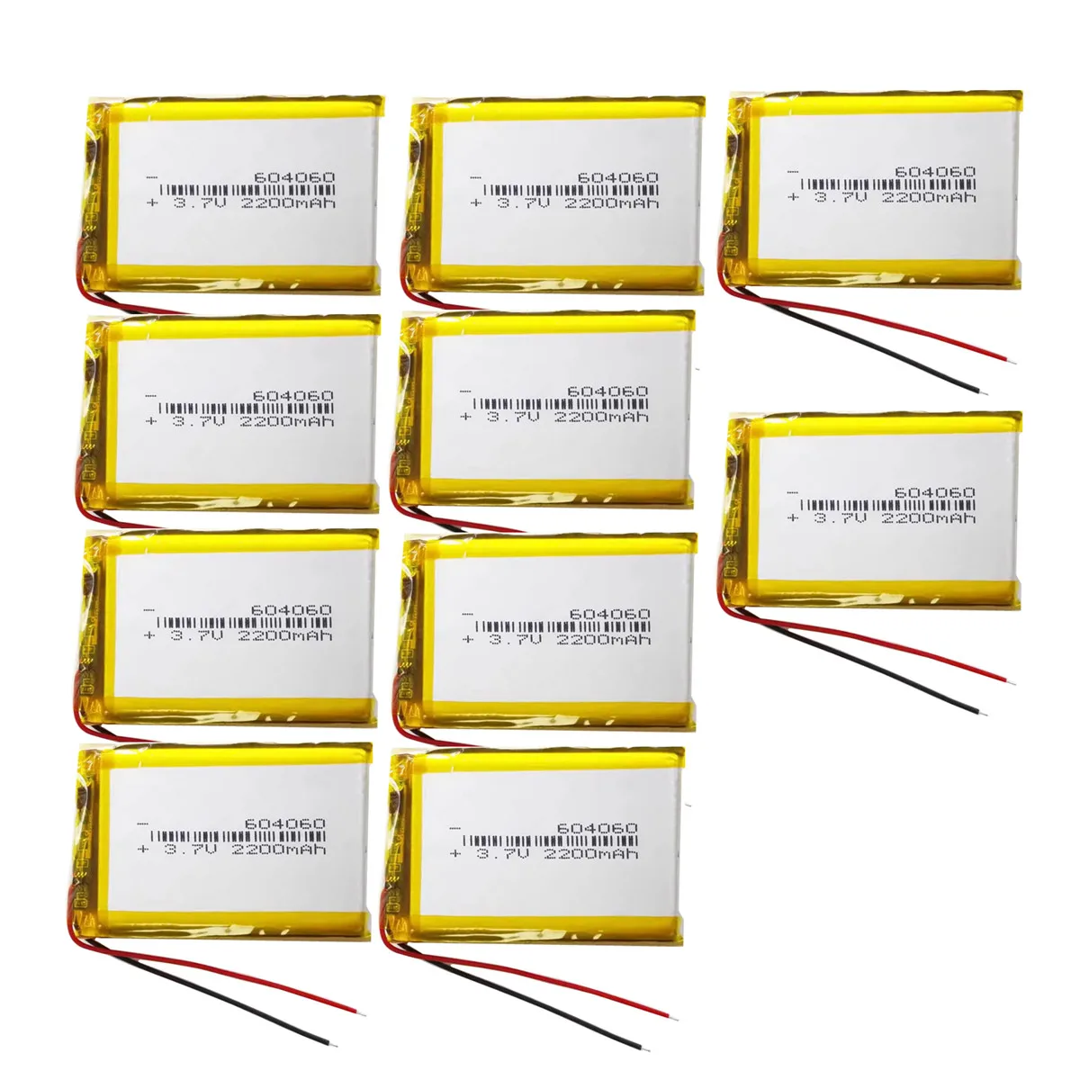 10 PCS 3.7V 2200mAh Lithium Polymer LiPo Rechargeable Battery 604060 For Mp3 DVD PAD Camera Speaker Recorder GPS DV 6*40*60mm