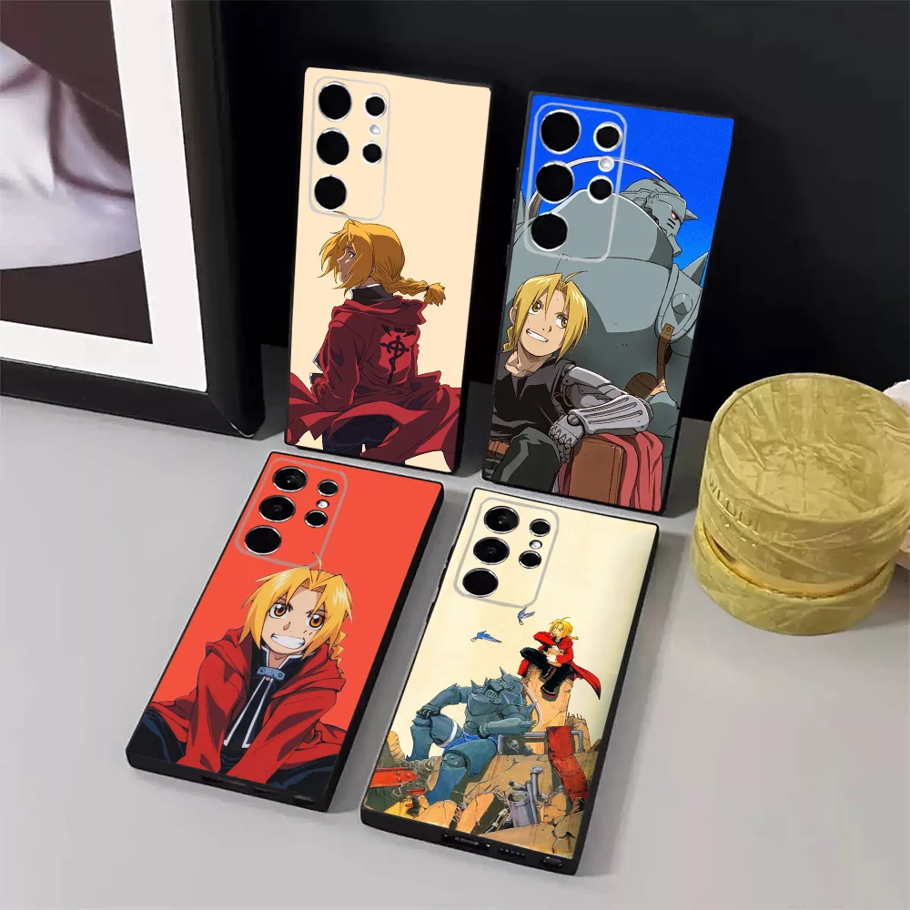 

Fullmetal A- Alchemist Anime Phone Case For Samsung S24,23,22,30,21,10,9,Ultra,Plus,Lite,FE,5G Black Soft Case