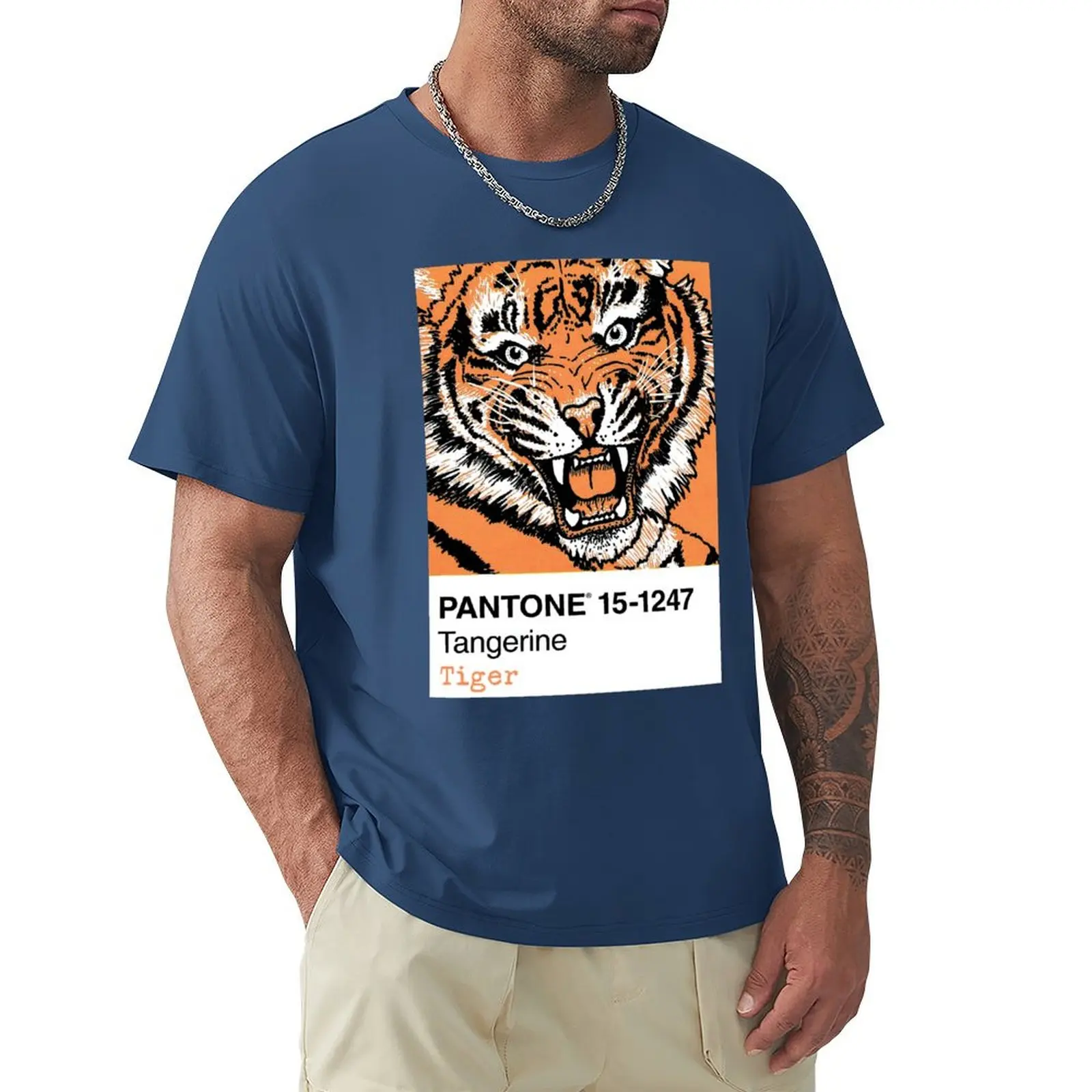 Pantone 15-1247 Tangerine Tiger T-Shirt Short sleeve tee summer top graphics vintage clothes slim fit t shirts for men