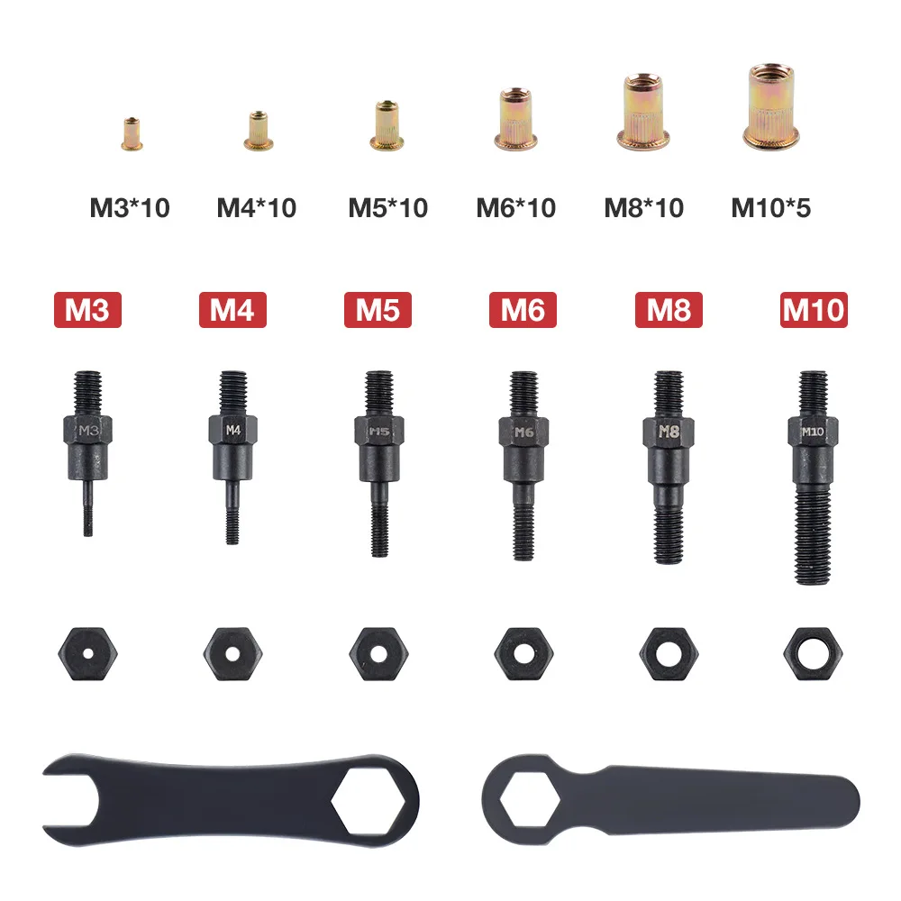 Insert Type Manual Rivet Nut Gun, Suitable For M3 M4 M5 M6 M8 M10 Nuts, Including Wrench And Tool Box, Rivet Nut Tool Set
