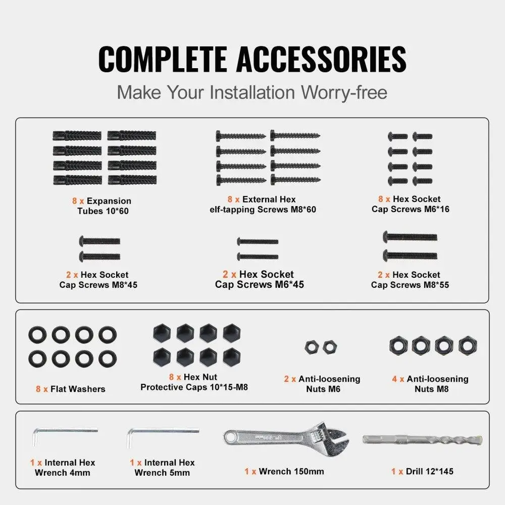 Adjustable Outdoor Stair Railing for 0 -5 Steps, Wrought Iron Handrail Set for concrete , Matte Black with Installation Kit