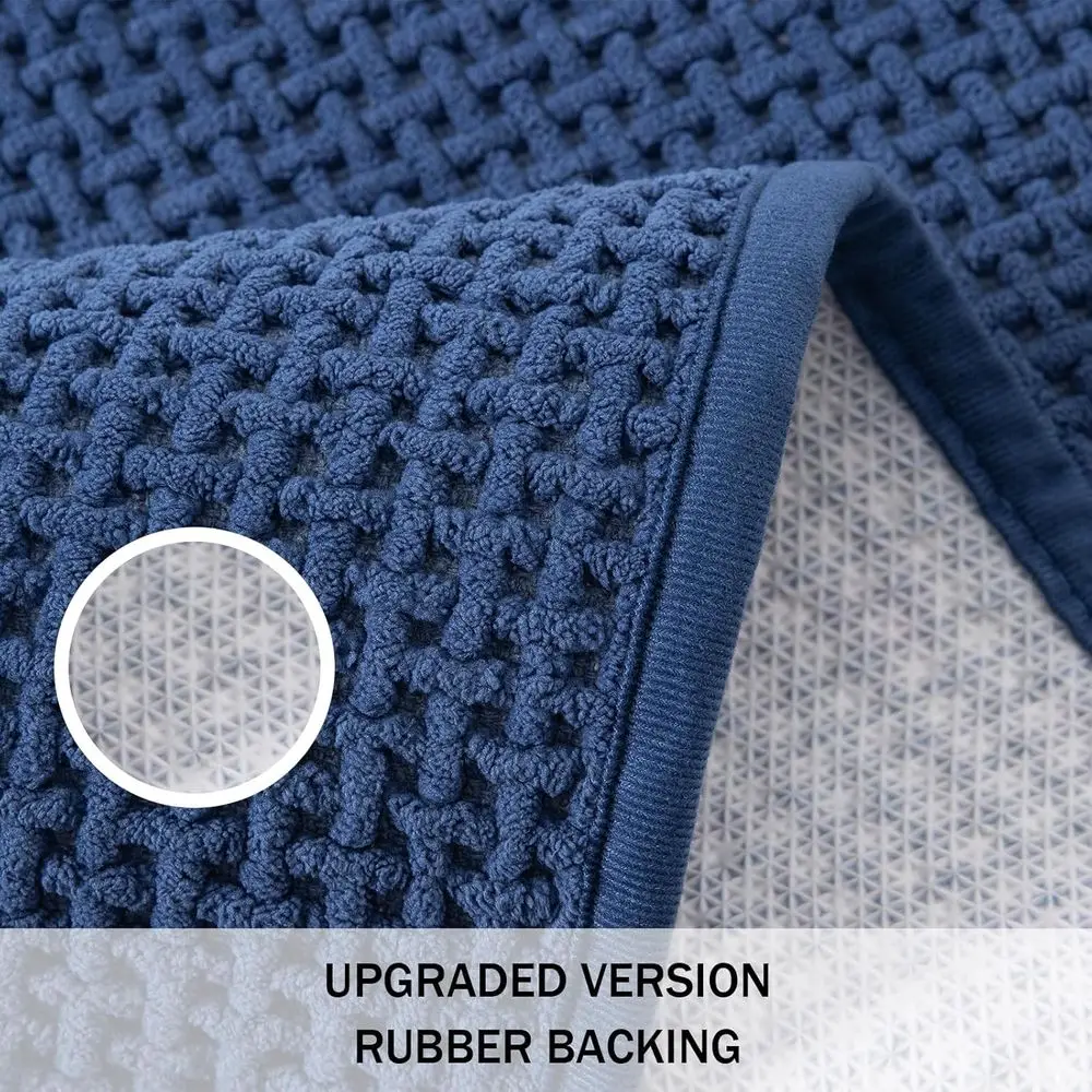 Alfombra de baño fina, absorbente, lavable, antideslizante, de secado rápido, azul marino, 47x20