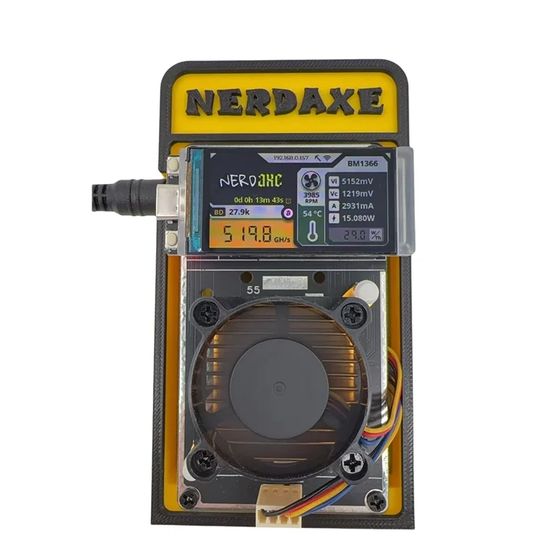 

New-Nerdaxe Solo Lottery BTC Miner 500Gh/S BM1366 ASIC Chip Nerdminer Miner Bitaxe Lottery Miner 3D Printed Bracket AU PLUG