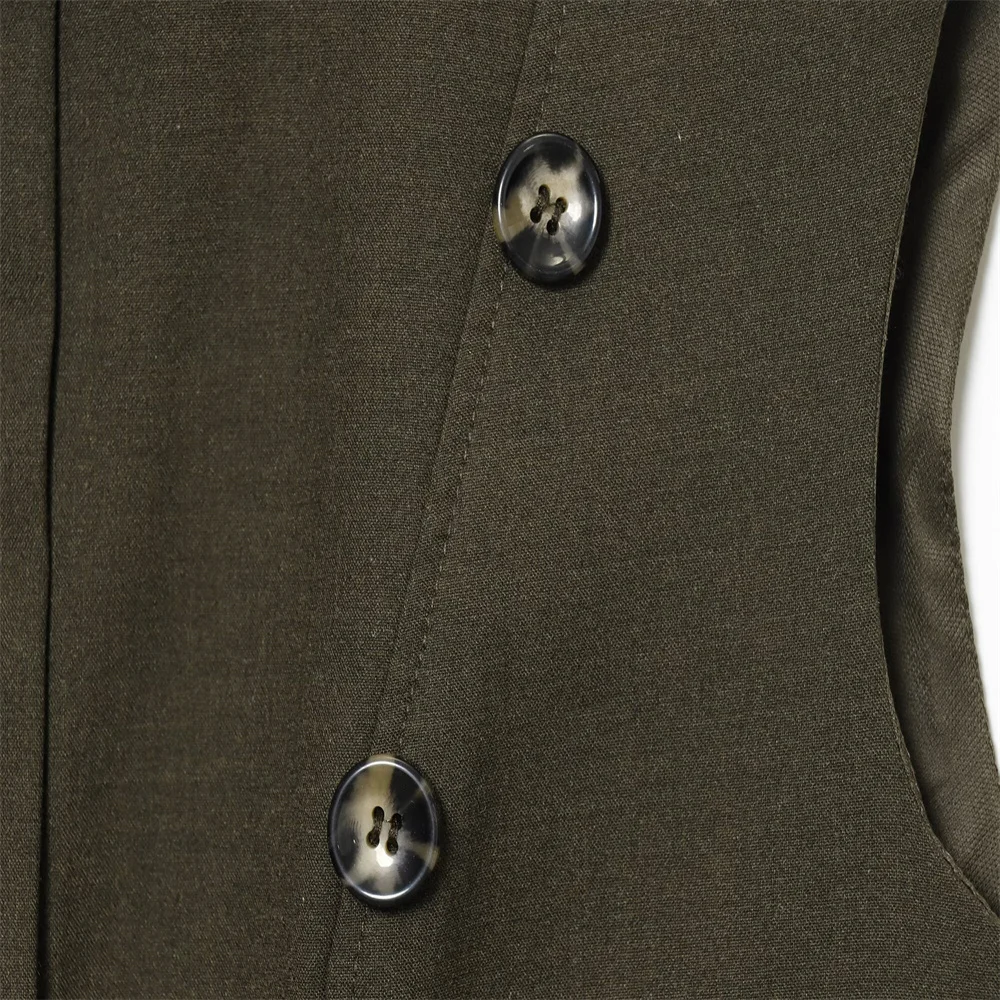 Outono novo estilo europeu e americano elegante vestido de cor sólida com ombreiras e decoração em camadas