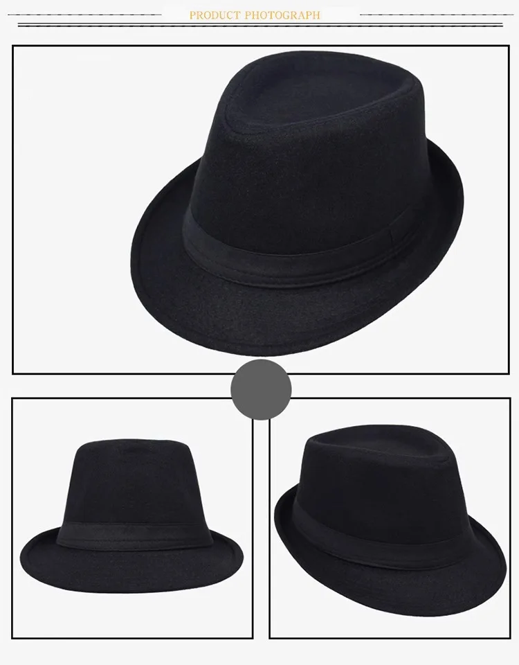 Hut für Männer, neuer Herbst-Winter-Stil, britischer Stil, Herren-Jazzhut, einfache schlichte Wollmütze, mittleres Alter und ältere Menschen, Gentleman-Hut – Detail 6