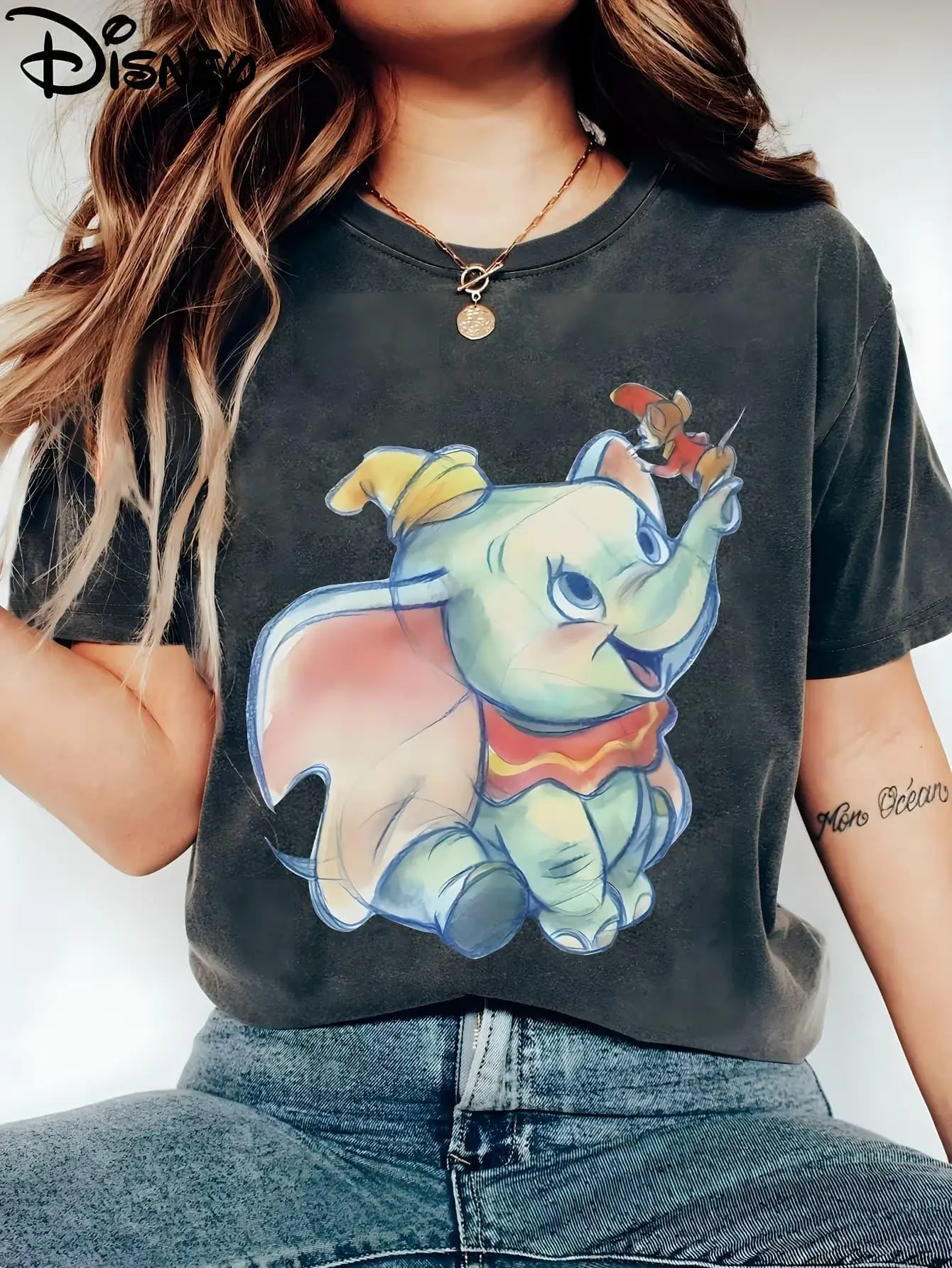 

Мужские и женские футболки Disney Dumbo, пара унисекс с короткими рукавами, мультяшный принт, спорт, отдых, милые, модные уличные футболки