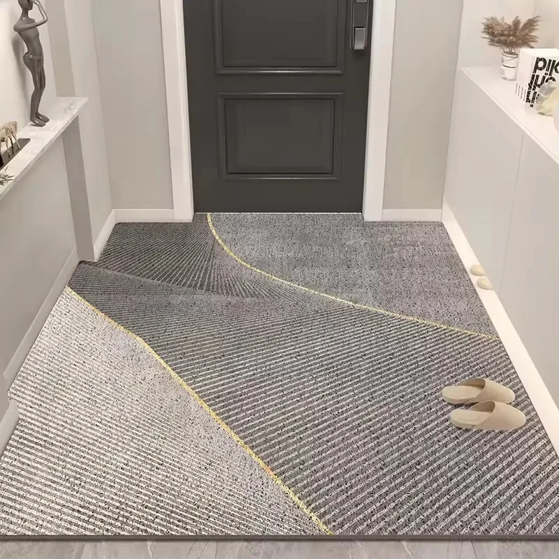 Wave Point Non-slip PVC Retro Entrance Doormat Floor Mats Silk Loop for Entryway Porch Hallway Home Decor Dust Removal Carpet
