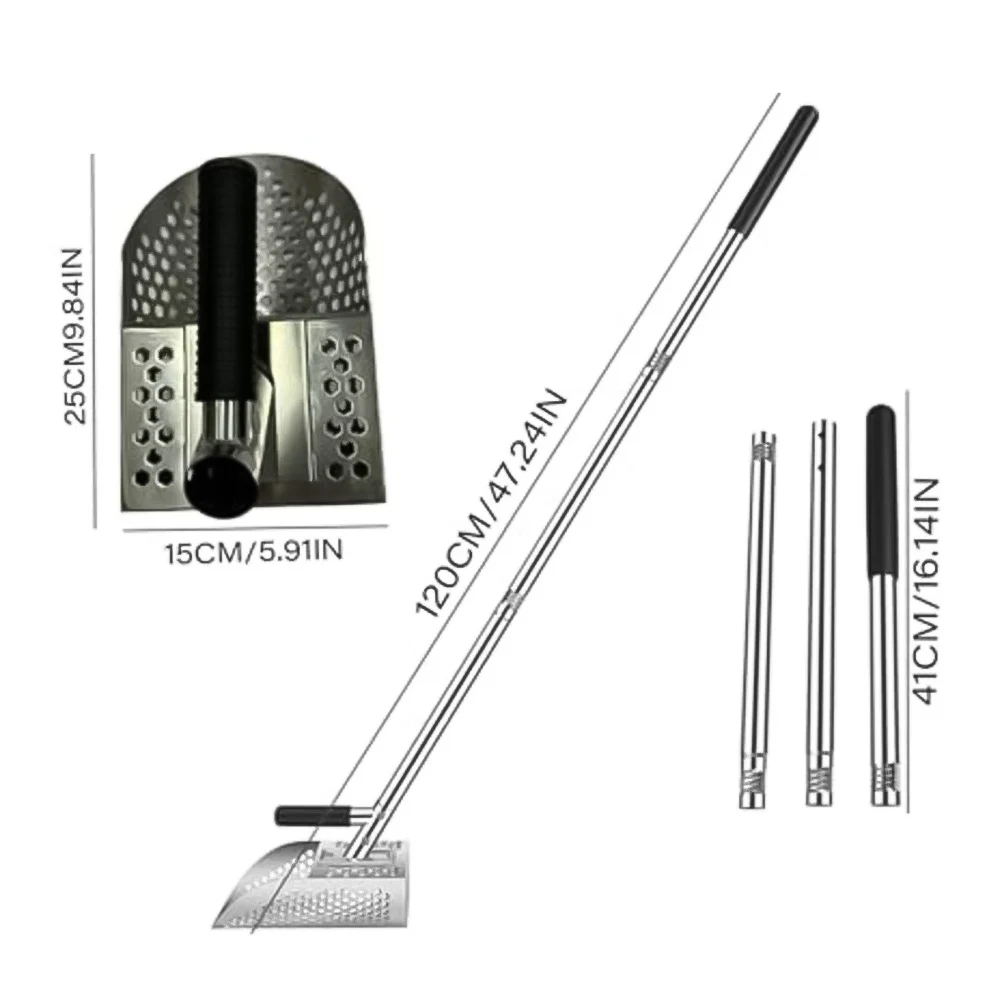 Stainless Steel Long Handle Sand Scoop Perfect for Efficient Sifting During For Beach Metal Detection Activities