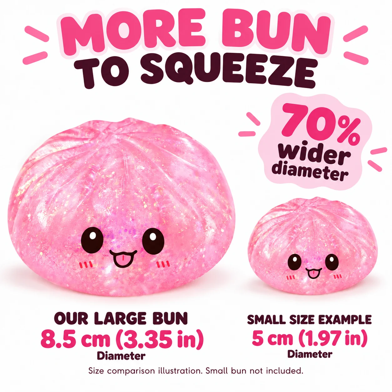 8.5cm Large Glitter Dumpling Squishy Toy Cute Soft Squeeze Stress Ball Sensory Fidget with Steamer Box Gift