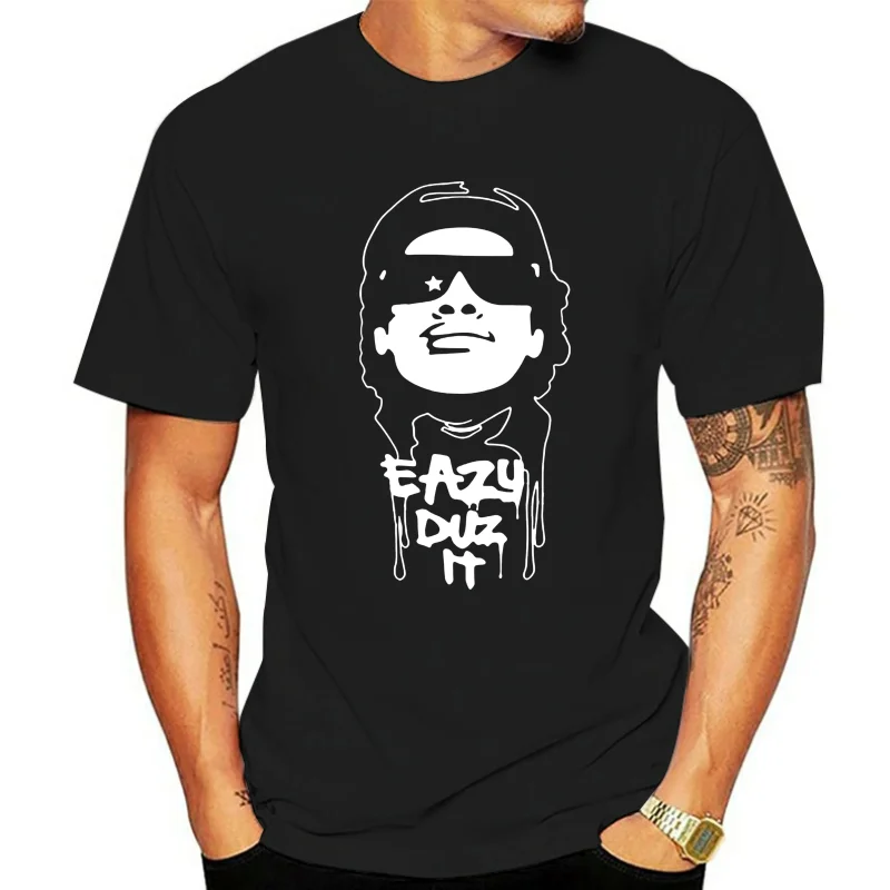 Mens Shirt Eazy Duz It Eazy E Eric Wright 100% Cotton Black Short Sleeve Tee