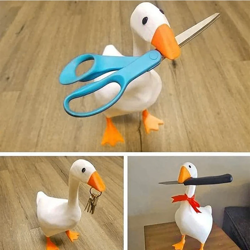 Home Decoration Magnetic Goose Key Holder Duck Magnetic Suction Statue Standing Storage Rack Suction Key Scissors Resin Crafts