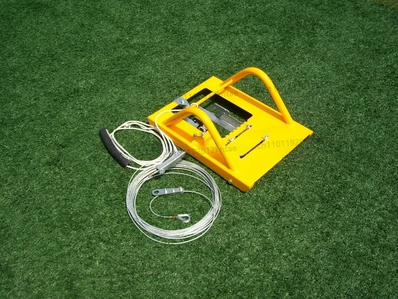 Tools for installing artificial grass include a marking knife, a trimmer, and a lawn fixing clip for the mower (optional)