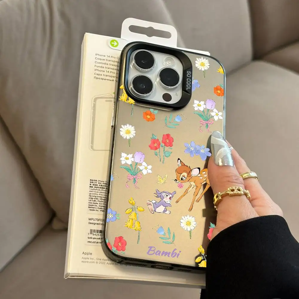 الغزلان B-Bambi جراب هاتف آيفون 16 15 14 13 12 11 برو ماكس زائد اللون للصدمات عودة غطاء فضي #3