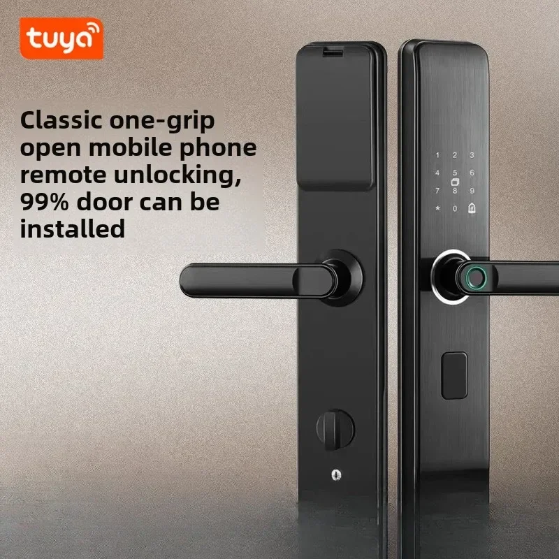 Tuya Wifi Electronic Smart Door Lock with Biometric Fingerprint / Smart Card / Password / Key Unlock with Bluetooth