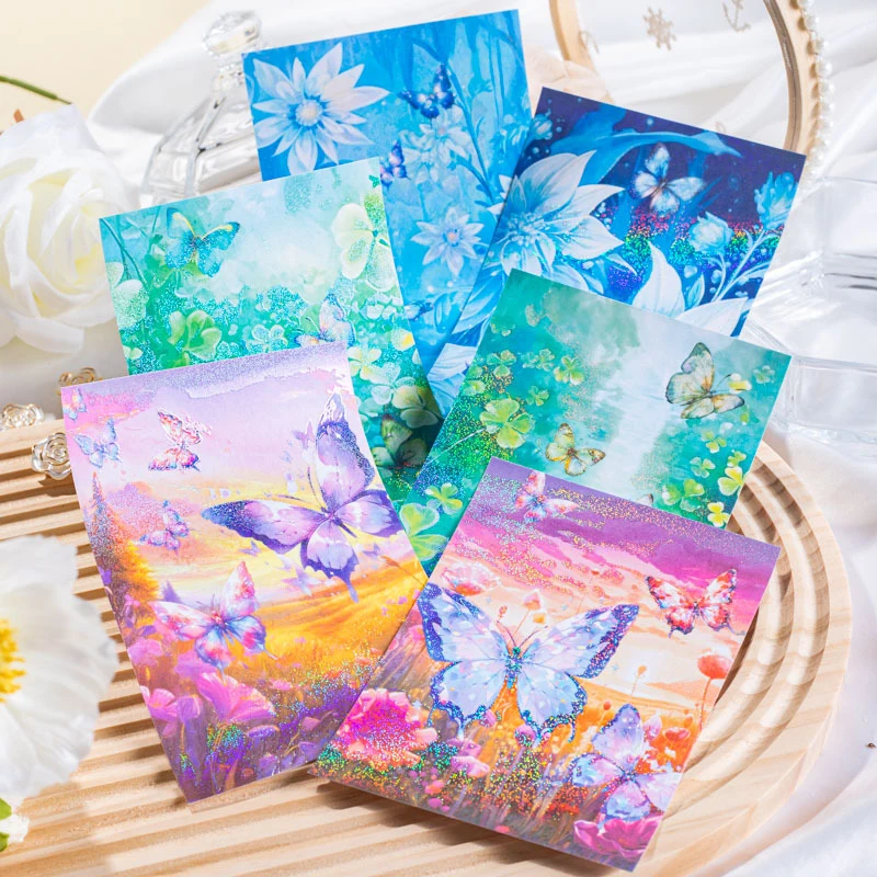 1pack/5pcs Large-Size Background Stickers with Gold Foil Laser Effect DIY Handmade Album Scrapbooking Decorative Paper Supplies