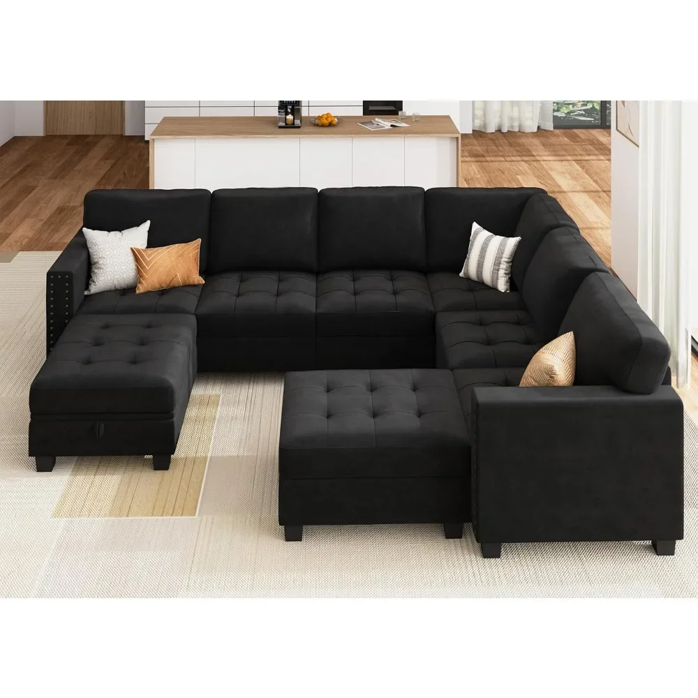 

Бархатный модульный секционный диван, L-образный диван с подносом для хранения, оттоманка, U-образный секционный диван для гостиной, диванов