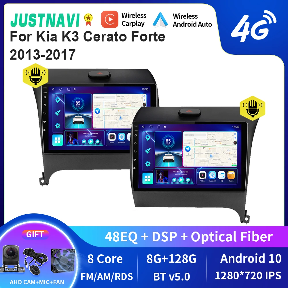 

Автомагнитола JUSTNAVI QT10 Carplay Android 10,0, мультимедийный видеоплеер, навигация для Kia K3 Cerato Forte 2013-2017 3 YD No 2 Din