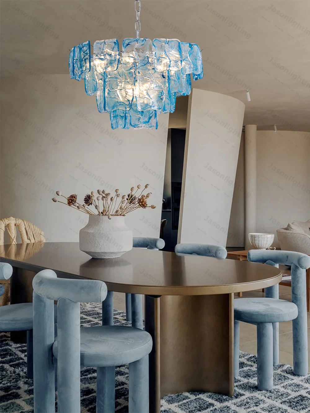 Blue Eyes Glass Collection Dimmable LED Chandelier