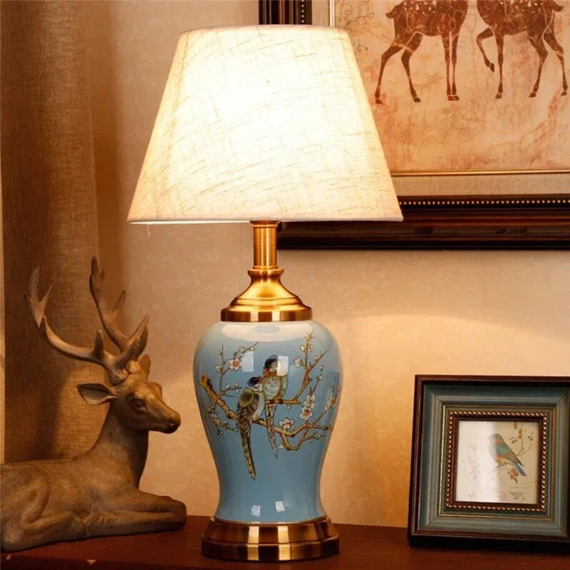 BUNNY Contemporary ceramics Table Lamp American style Living Room Bedroom  Bedside Desk Light Hotel engineering Decorative