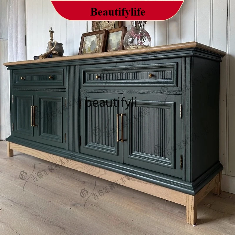 

G1218 French Light Luxury Retro Solid Wood New Classical Storage Cabinet / Large Capacity Entryway Storage Cabinet