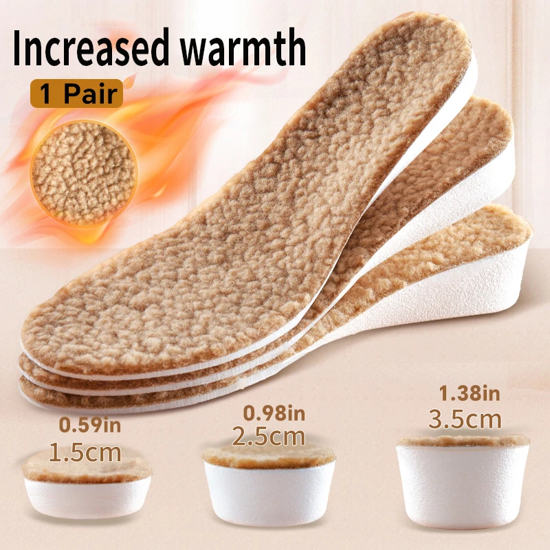 Invisible Height Increase Insoles Heated for Feet Warm Memory Foam Thermal Insole for Women Winter Orthopedic Elevator Insoles