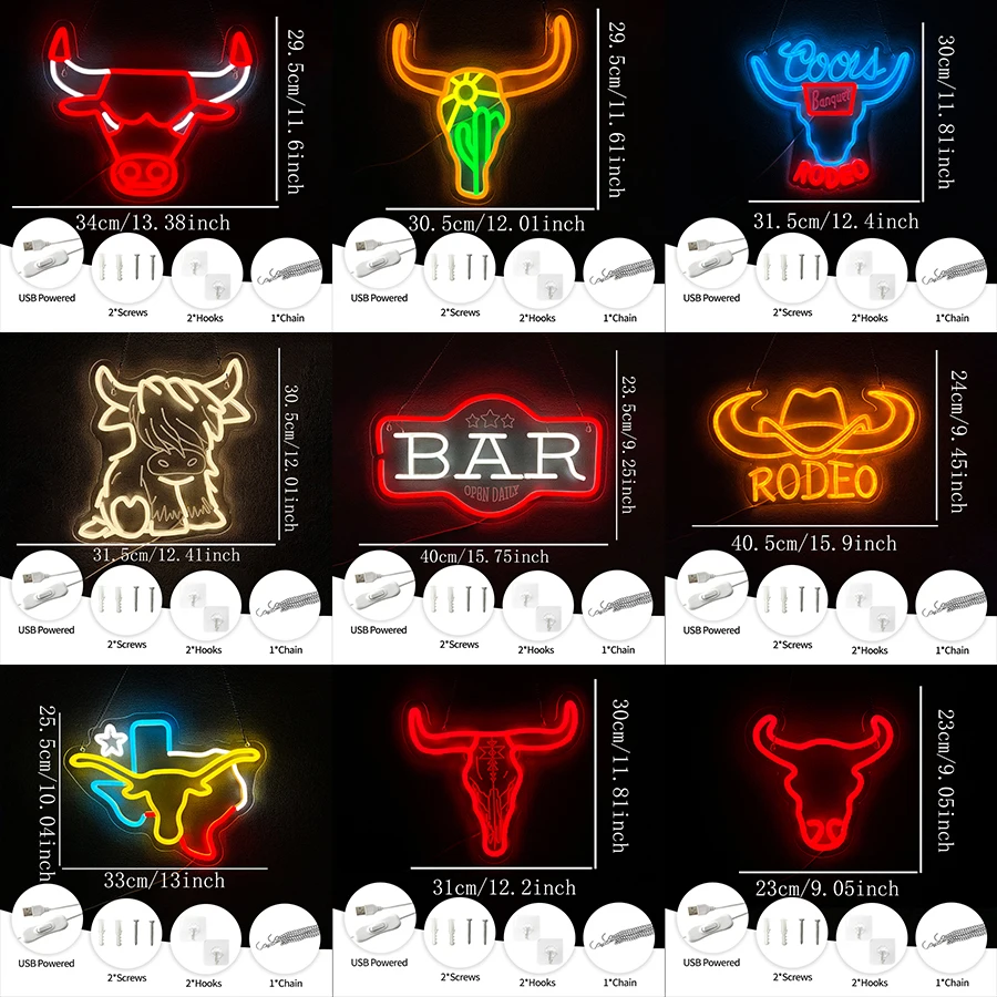ป้ายไฟนีออนคาวบอย ป้ายไฟนีออนโรดีโอสำหรับตกแต่งผนัง, ป้ายไฟ LED โรดีโอบาร์ตะวันตกสำหรับปาร์ตี้แมนคาวบาร์เบียร์คลับผับบิสโทรตกแต่ง